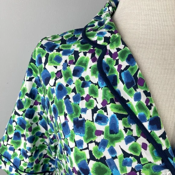 House of Silk Pajama Set Womens EU 38 US M Shorts & Top Green Blue Abstract - Picture 4 of 6